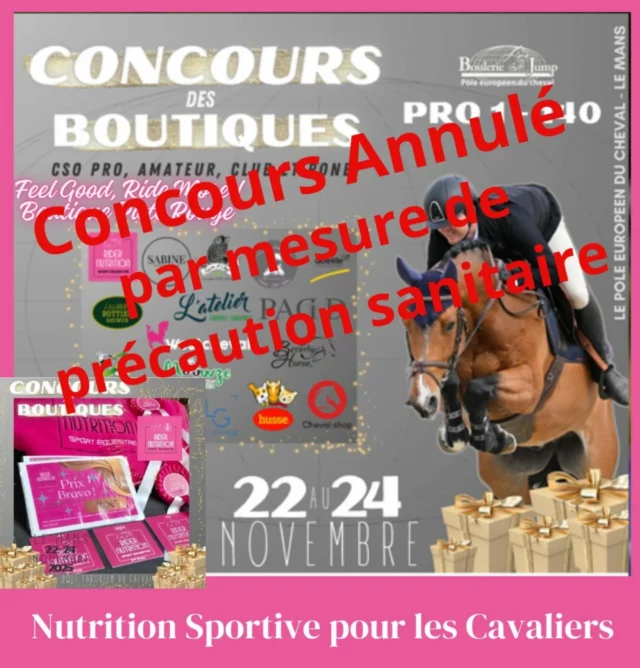 Breaking News ! ⚠️⛔️

Annulation : Étant donné le contexte sanitaire et par mesure de précaution, le concours des boutiques prevu du 22 au 24 novembre est annulé @pole_europeen_du_cheval