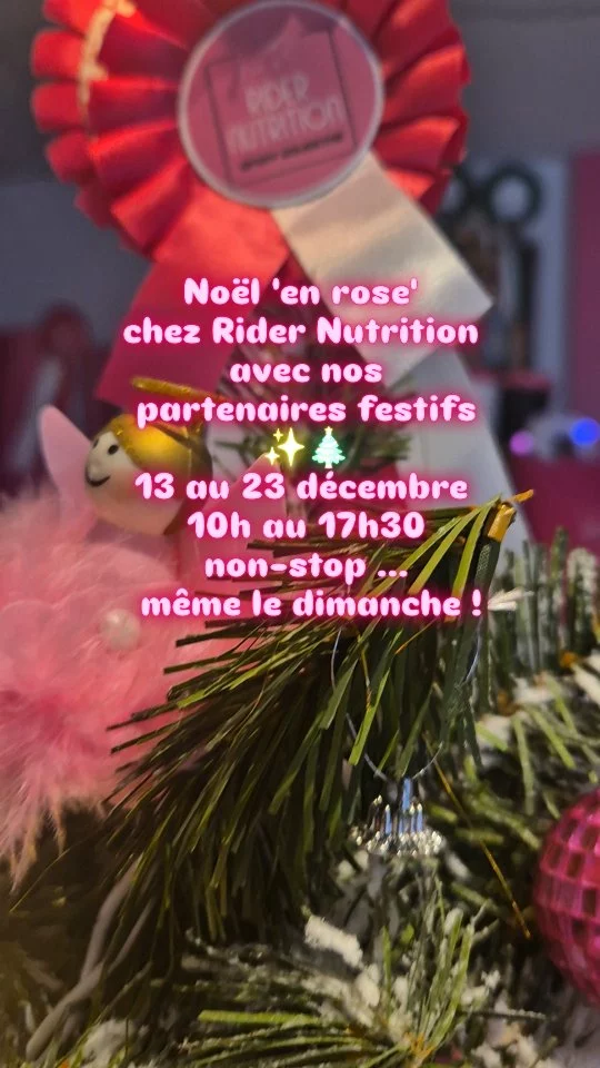 Noël en rose chez @ridernutrition 🩷✨️🎄avec nos partenaires festifs. 
Idées cadeaux pour les cavaliers.🏇🎁

Boutique ouverte à Mayenne du 13 au 23 décembre non-stop du 10h au 17h30 sans interruption et même le dimanche ! 🦄

@cheval_et_senteurs 
@chrissielord 
@mercuria.charms 
@bracelet_crins 

#ideecadeau 
#ridernutrition 
#nutritionsportive 
#riderperformance 
#bienêtrecavalier 
#riderfitness 
#mayenne 
#noelshopping